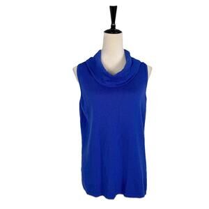 Minimalist Chico's Rabbit Hair Sleeveless Cowl Neck Sweater Blue Size 2 (large)